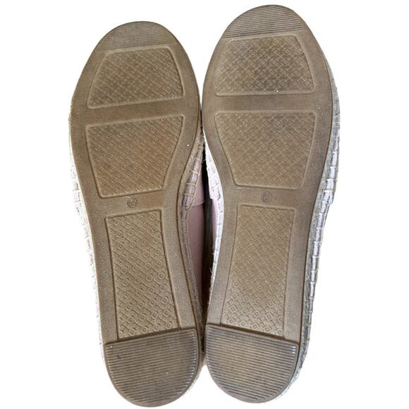 Tory Buch Poppy Canvas Patent Espadrille Flats in Pink/White/Brown - Picture 6 of 9